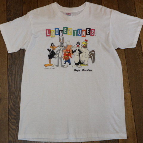 80s USA製 Looney Tunes Tシャツ XL ホワイト ルーニーテューンズ 