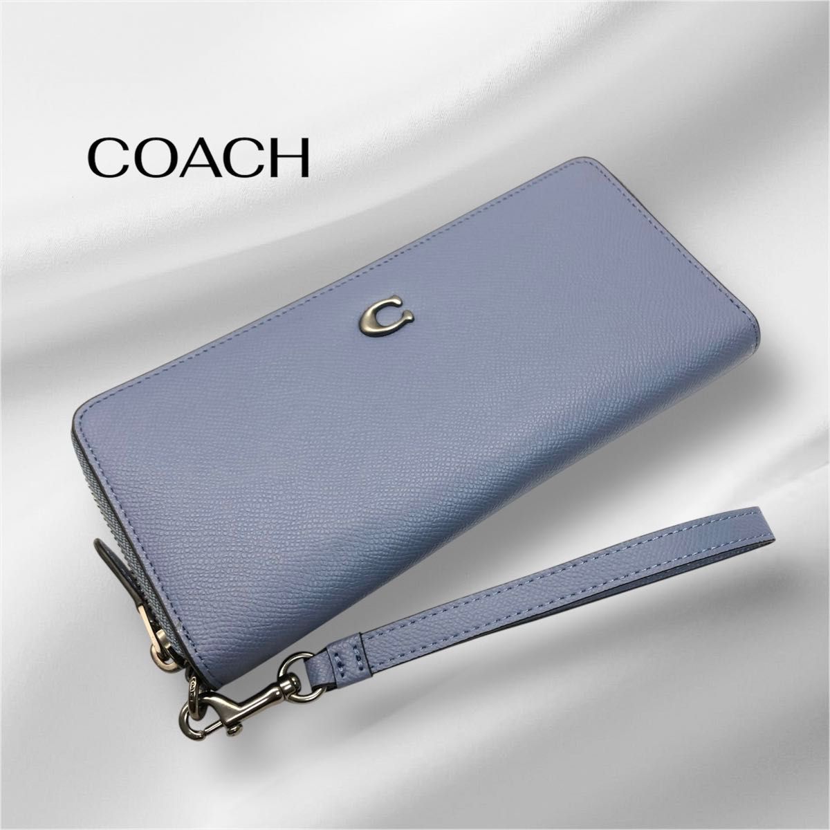 【新品・未使用】COACH 長財布 ライトブルー 未使用級】 COACH コーチ 長財布 ラウンドジッパー ブルー