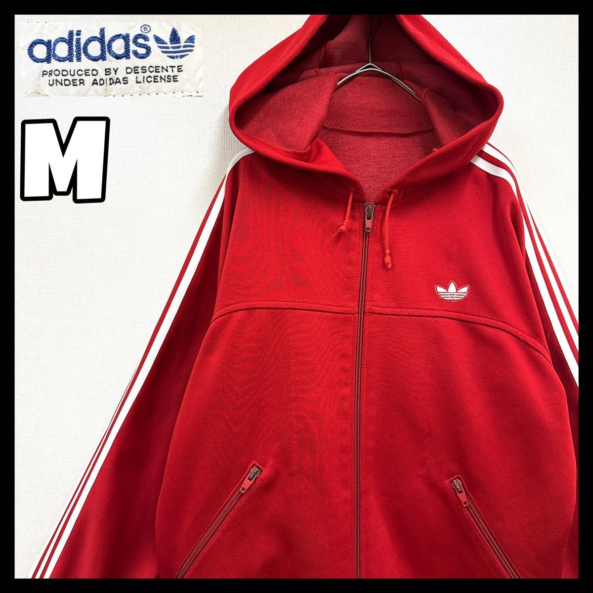 adidas ジャージ 赤 70s 80s adidas 西ドイツ デサント トレフォイルロゴ ジャージ