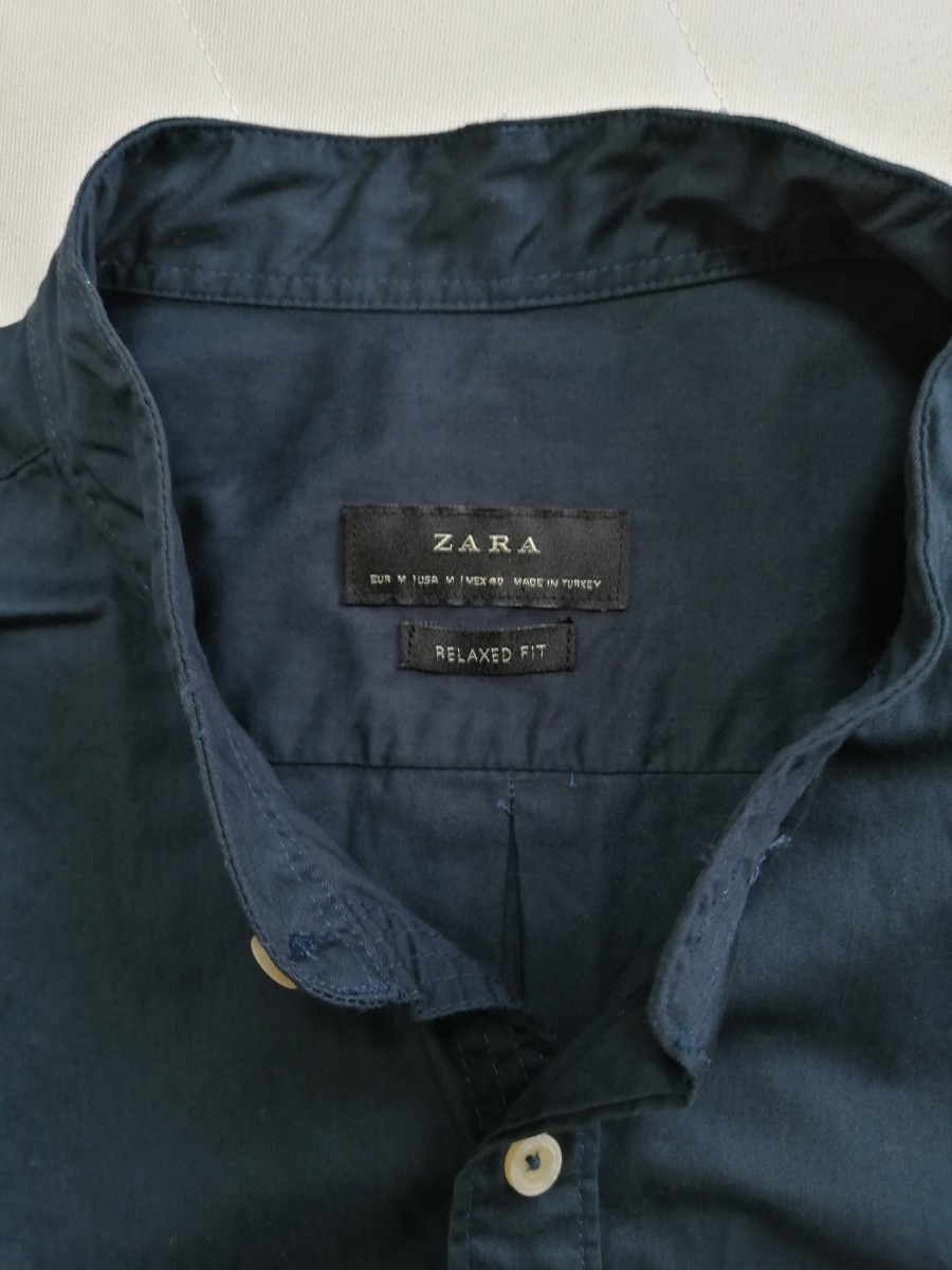 ZARA バンドカラー半袖シャツ size XL