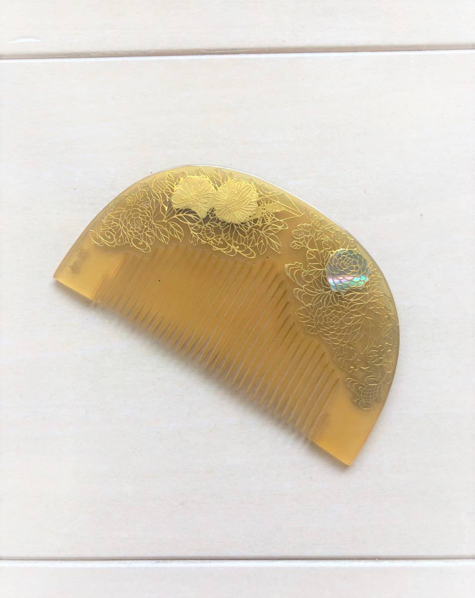 受注生産品】 美品☆鼈甲 櫛 かんざし 金寿 和装小物 髪飾り 白蝶貝