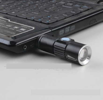 新品 懐中電灯 led 強力 軍用USB充電式 防水  防災 黒