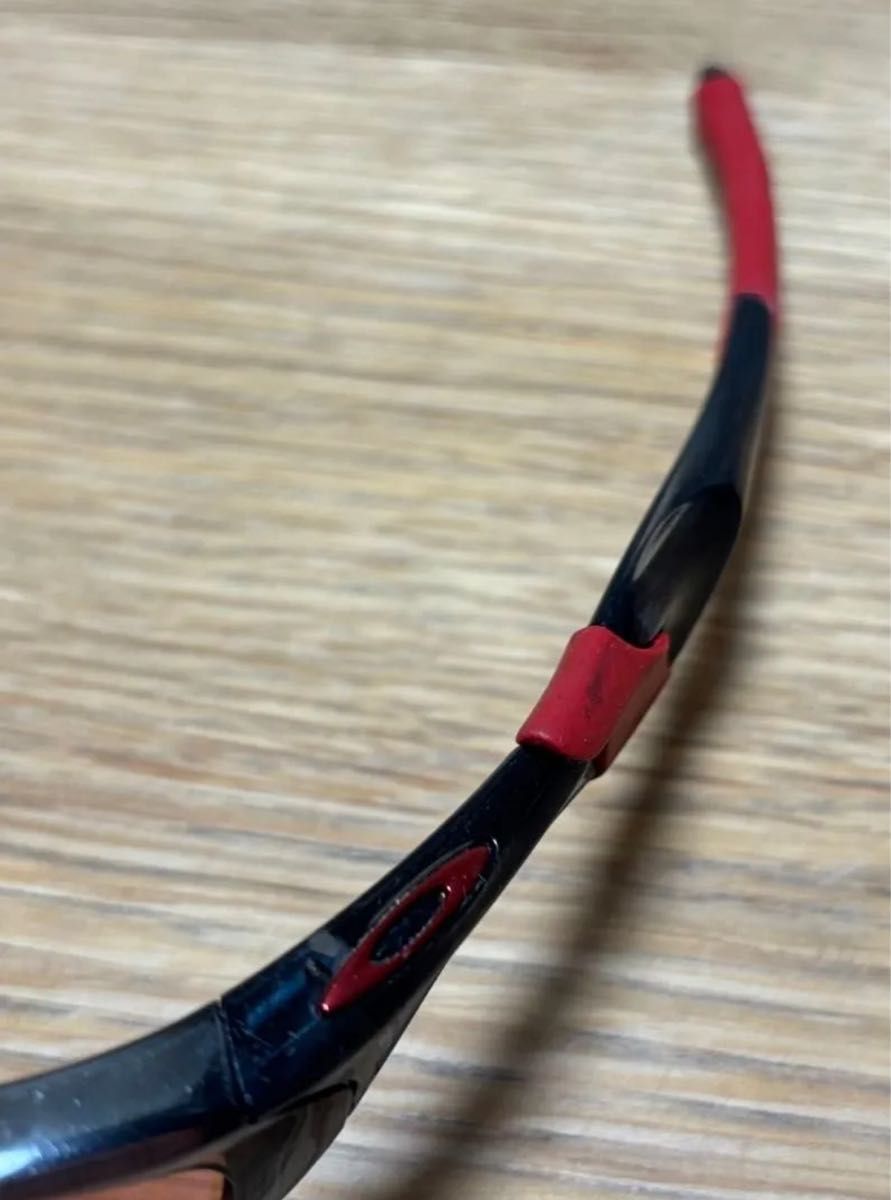 オークリー スポーツサングラス ブラック/レッド ミラー 美品 オークリー スポーツサングラス レッド系ミラーレンズ