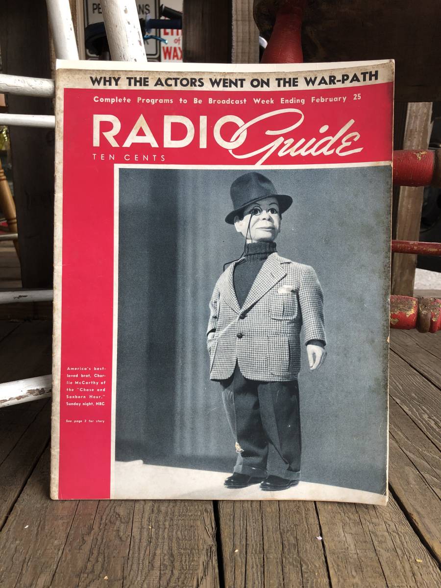 即決 30s Charlie McCarthy RADIO Guide Magazine 1939年 チャーリーマッカーシー ラジオガイド ビンテージ 雑誌 腹話術ドール_画像2