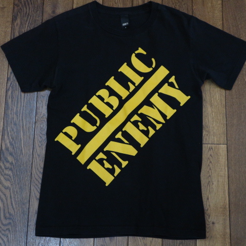 00s USA製 OBEY × PUBLIC ENEMY Tシャツ S ブラック オベイ パブリックエネミー ロゴ 両面プリント hiphop raptee ストリート スケート_画像2