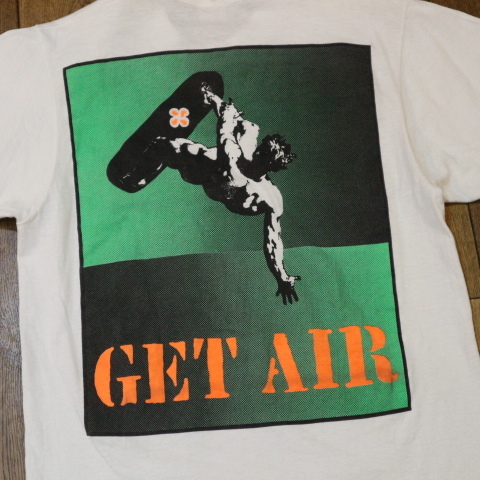 90s USA製 GET AIR Tシャツ M ホワイト スケーター 両面プリント フルーツタグ オールド スケート ロゴ イラスト ストリート ヴィンテージ