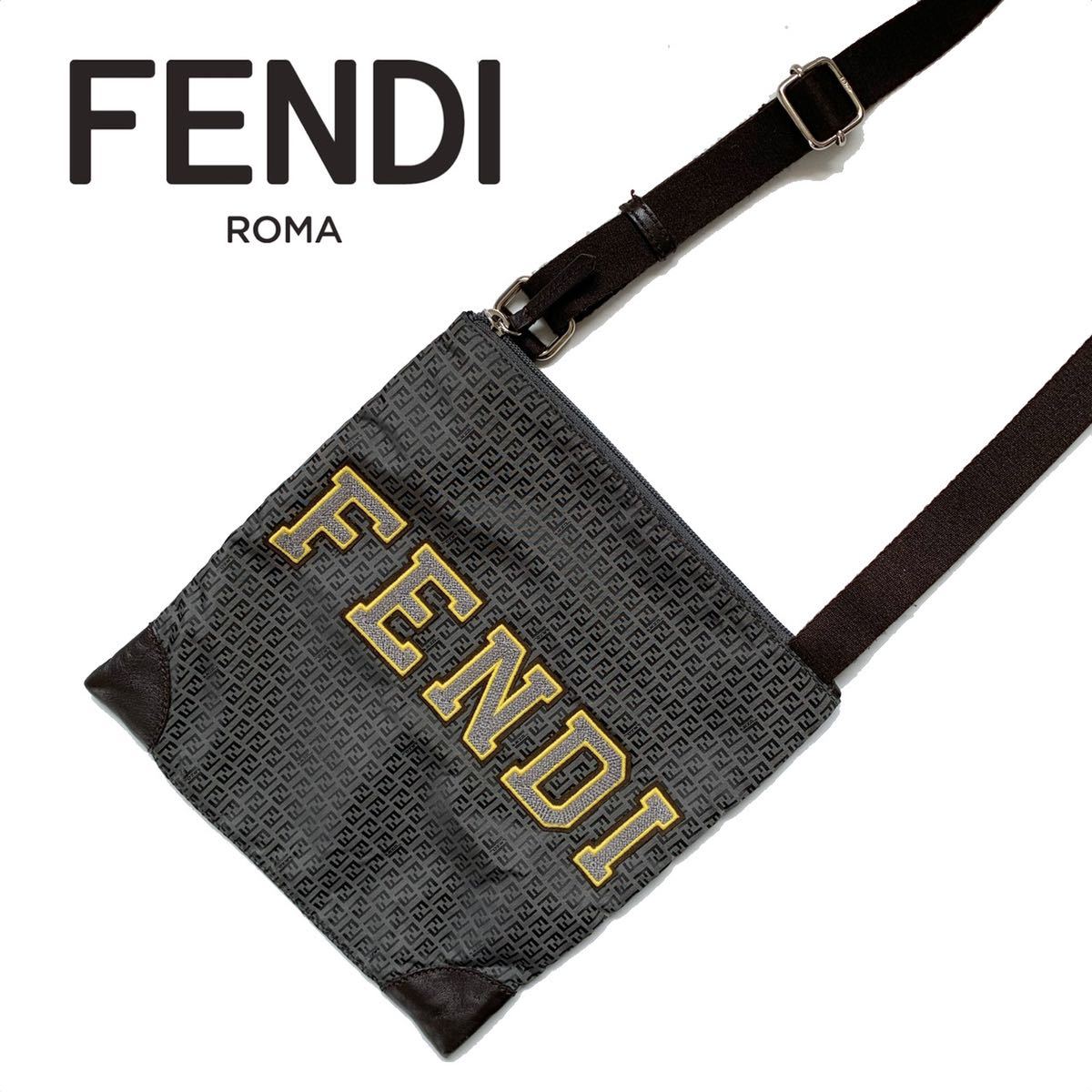 美しい FENDI フェンディ ショルダーバッグ ビッグロゴ ズッカ柄 総柄