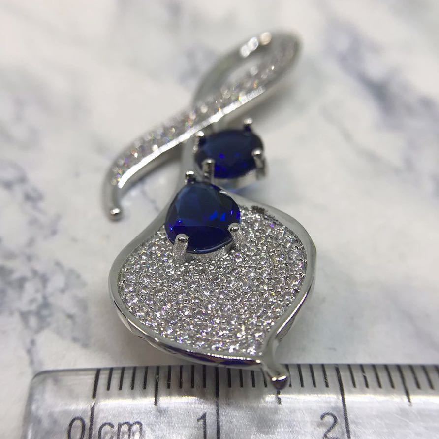  liquidation price * sapphire . Cubic Zirconia. elegant pendant top * lady's necklace silver 925 stamp cz new goods gem present 