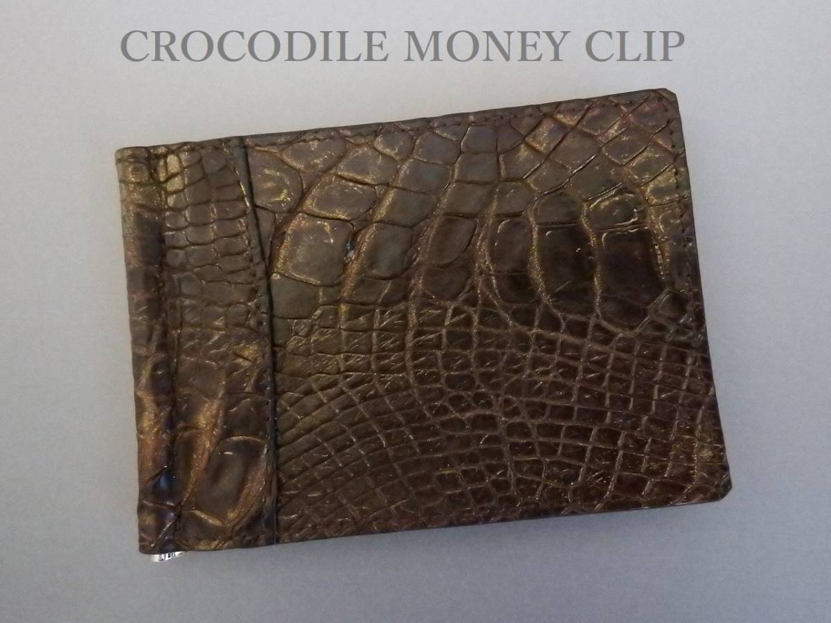  new goods settlement of accounts special price! one in photograph . delivery top class! Mini ma list Smart . man for crocodile money clip Brown Gold 3