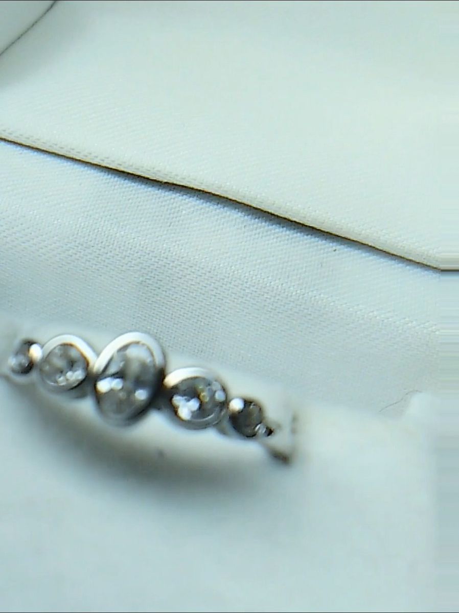 925silver刻印 ベゼルリング爪無し 高品質ジルコニア5石0.2 - 0.5 mm スタイリッシ 14号 ポリッシュクロス