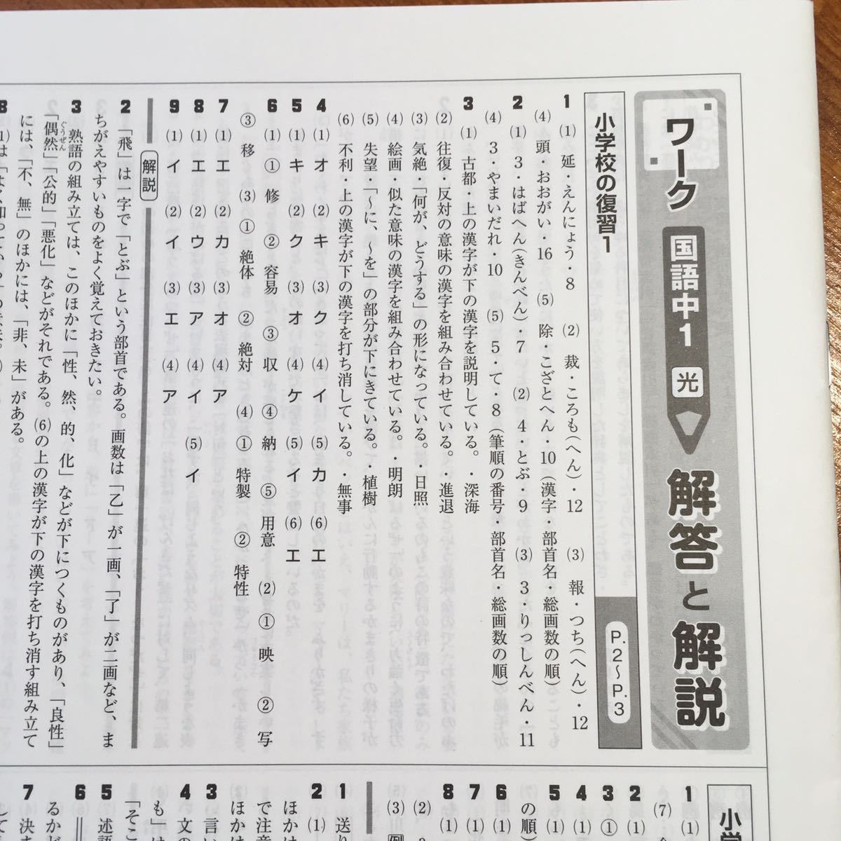 ヤフオク ワーク 国語 中1 光村図書 国語1準拠 解答と解