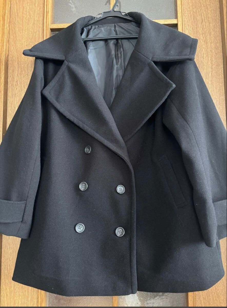 GeeRA カラーフェイクウールコート　ブラック　Mサイズ セール】2WAYカラーフェイクウールコート（チェスターコート