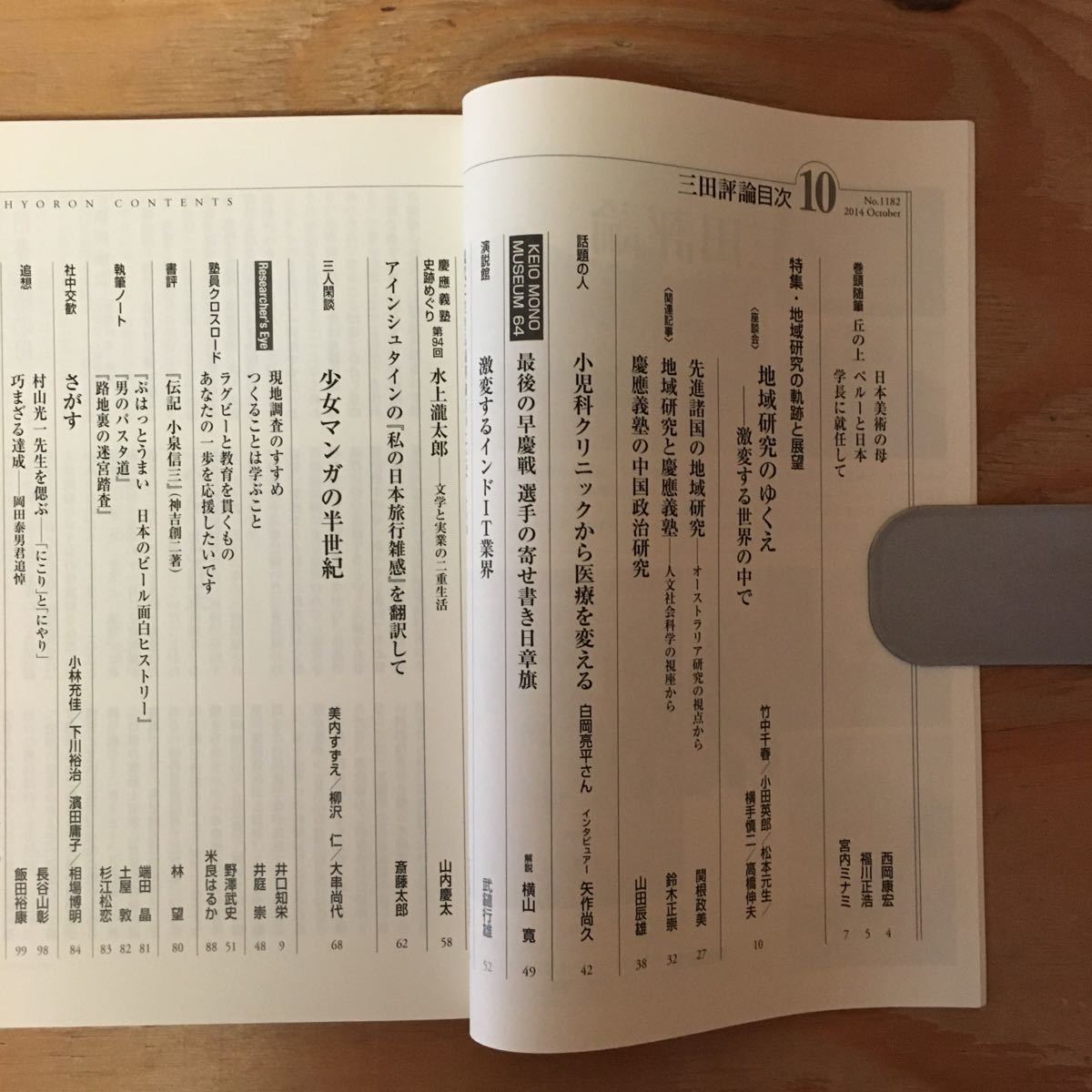 Y2FかA-200828 レア［三田評論 2014年10月 No.1182 地域研究の