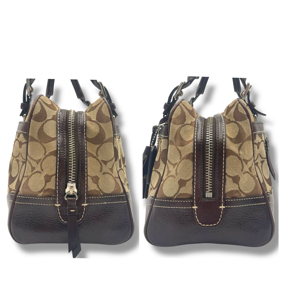 良品 コーチ ハンドバッグ ミニボストン シグネチャー キャンバス 肩掛け 良品】COACH コーチ ミニボストン トートバッグ キャンバス