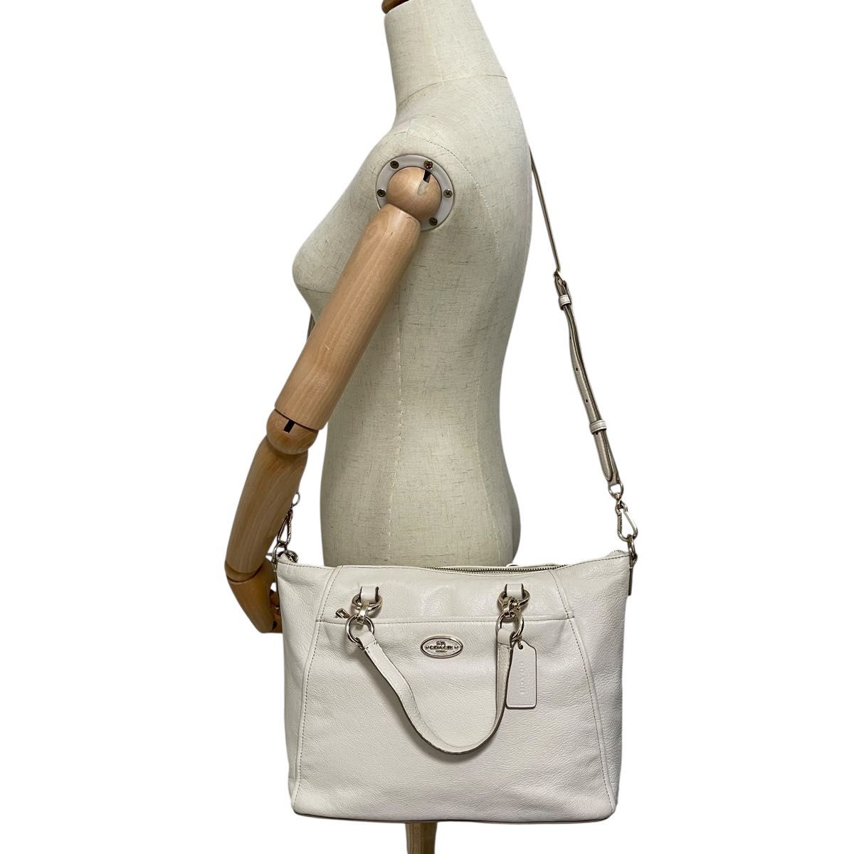 美品 COACH ハンドバッグ 本革 レザー アイボリー 金具 10212 訳あり美品】COACH コーチ 2way トート ショルダーバッグ オール