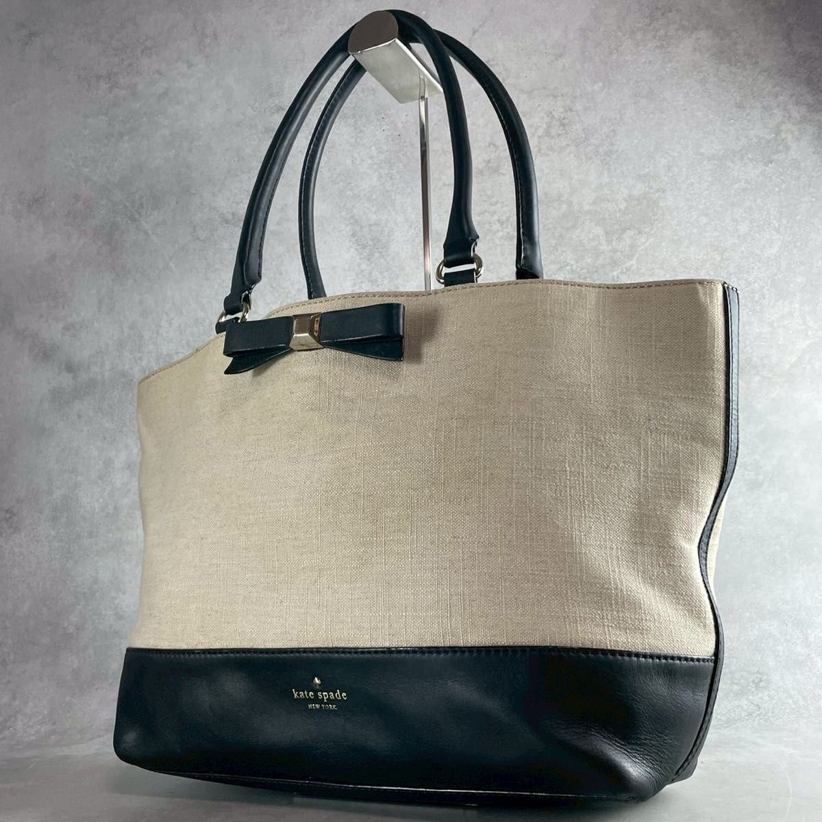 【3月お値下げ】ケイトスペード ビジネストートバッグ 肩かけA4可 良品】A4可 kate spade ケイトスペード トートバッグ キャンバス