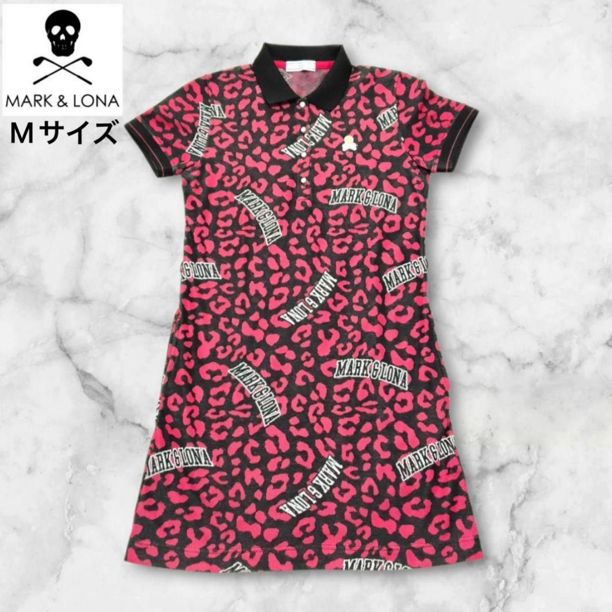 極美品 MARK & LONA ロゴ入り ポロワンピース ゴルフウェア MARK & LONA ロゴ入り ポロワンピース ゴルフウェア Mサイズ