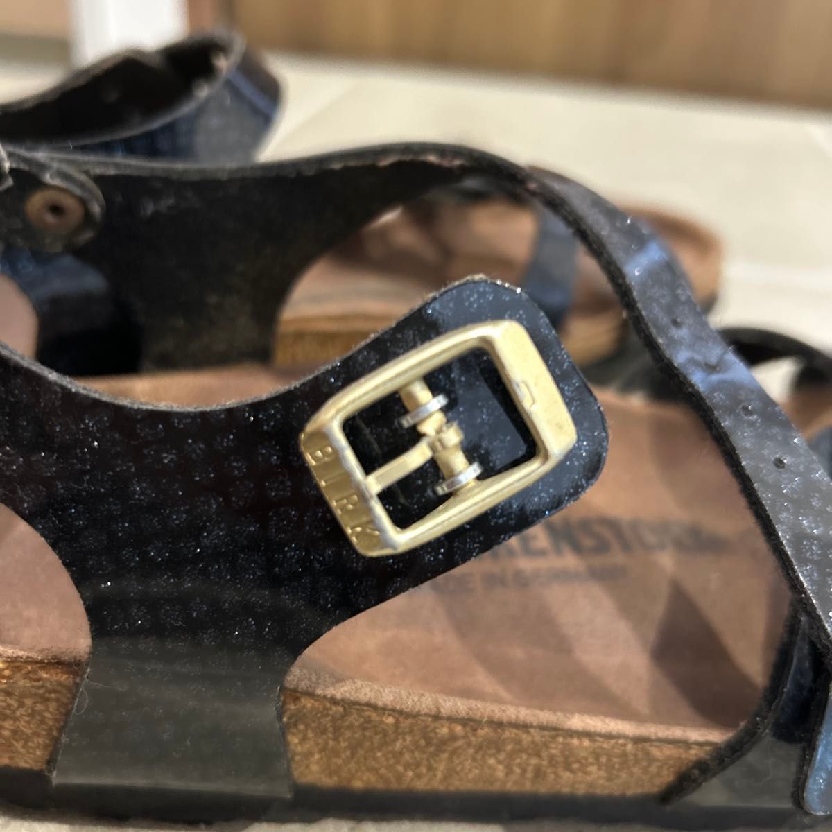 ビルケンシュトック サンダル レザー ブラック ストラップ 23cm BIRKENSTOCK ビルケンシュトック サンダル ブラック ラメ 23cm