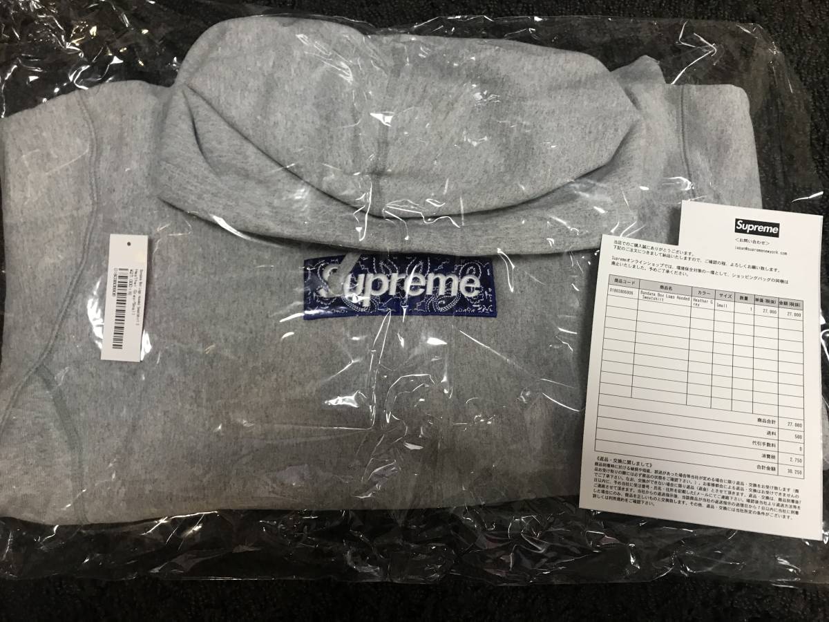 国内正規 S Supreme Bandana Box Logo Hooded Sweatshirt グレー シュプリーム ボックスロゴ_画像3