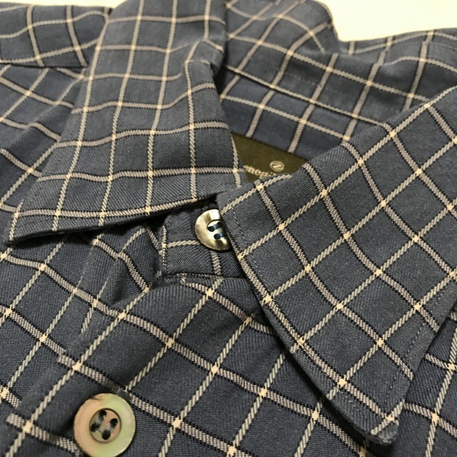 ★Ermenegildo Zegna エルメネジルド ゼニア★メンズ チェック柄 コットン 長袖 シャツ カジュアルシャツ 青系 size M_画像5