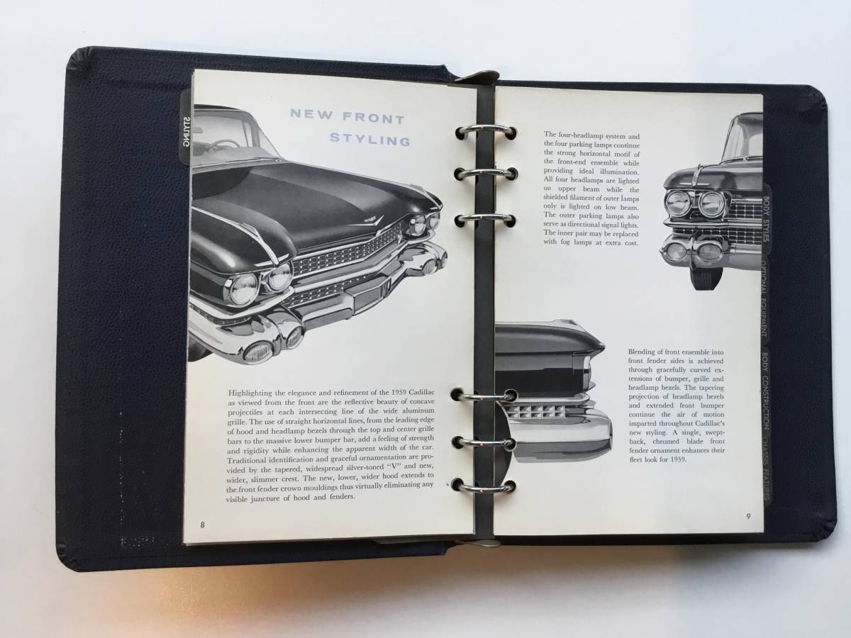 1959 year Cadillac dealer album data book original Vintage Ame car 1959 Cadillac Dealer Album Data Book