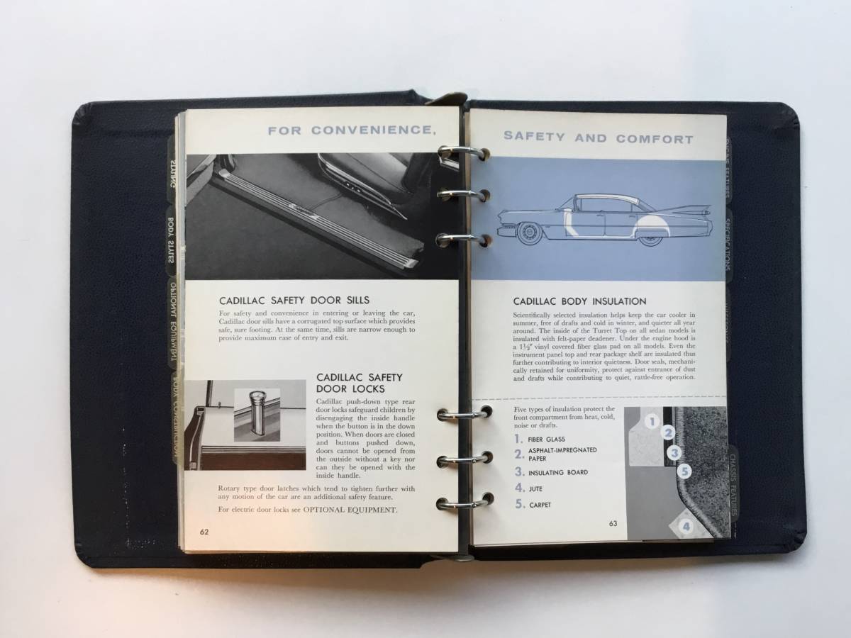 1959 year Cadillac dealer album data book original Vintage Ame car 1959 Cadillac Dealer Album Data Book