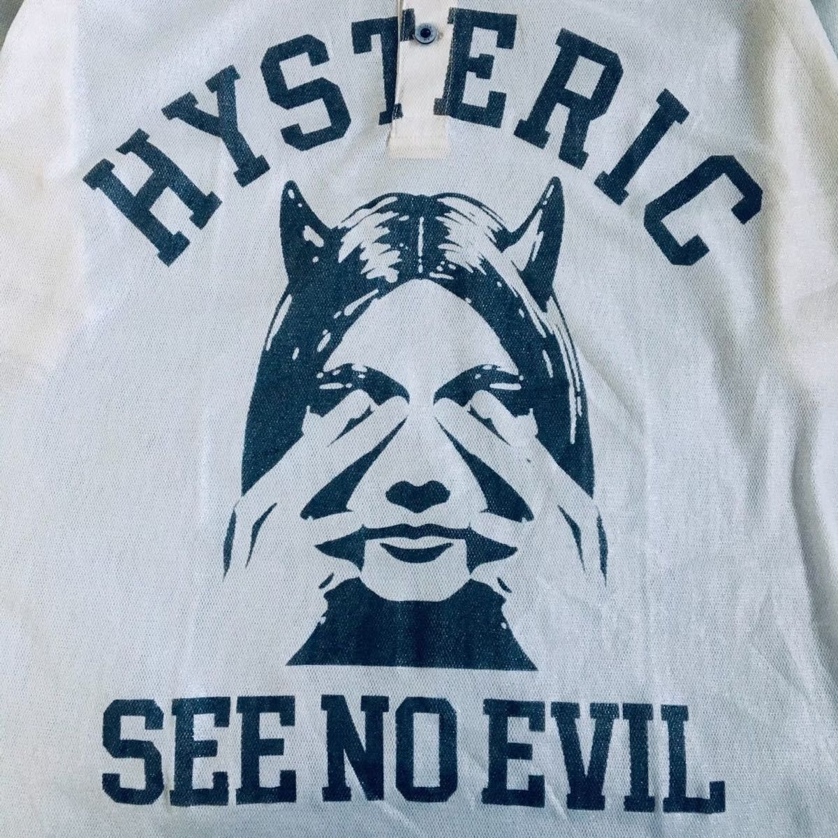 HYSTERIC SEE NO EVIL 目隠しガール ポロシャツ ブラック ヒステリックグラマー ポロシャツ SEE NO EVIL 目隠しガール