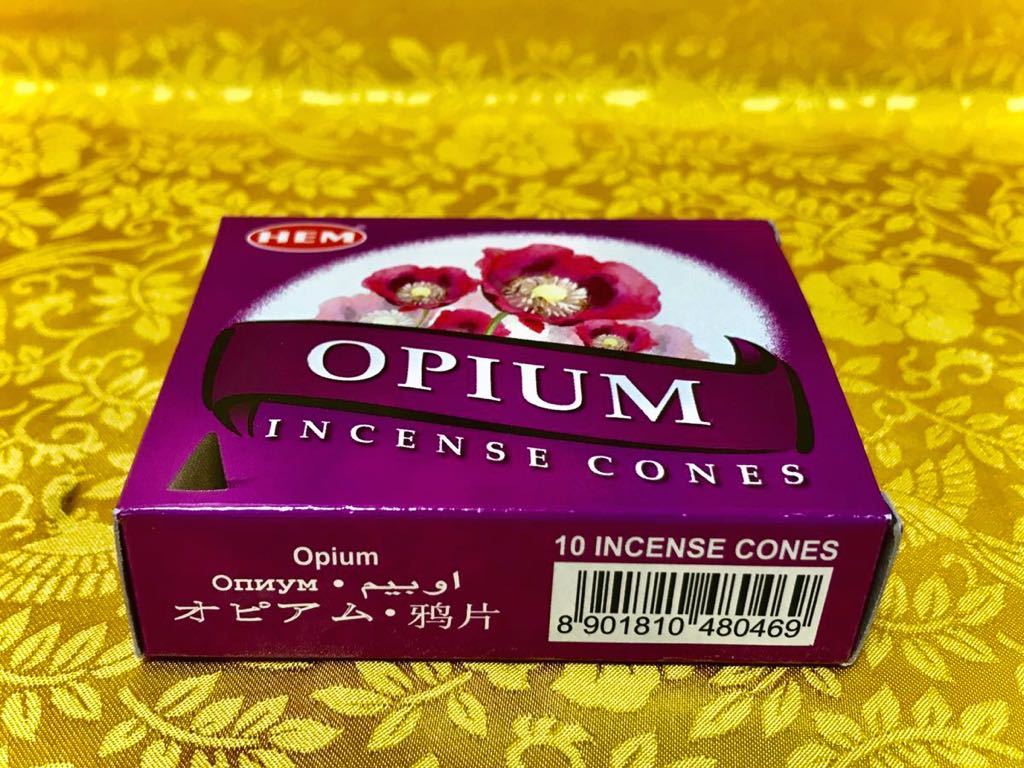 《お香＊インセンス》インド＊HEM「OPIUM」(オピウム)鴉片（芥子の花の香り)＊INCENSE CONES(コーン型)＊(10個入り)(新品)★送料込！_画像6