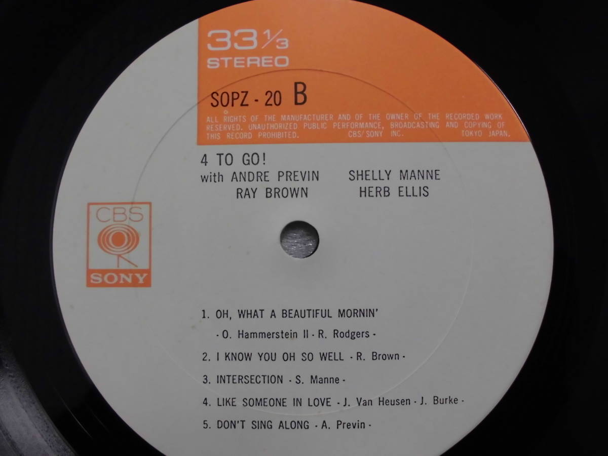 良盤屋J-1800◆ＬP◆Cool Jazz シェリーマン Andr Previn / Herb Ellis / Shelly Manne / Ray Brown 4 To Go! ＞1963　送料480_画像8