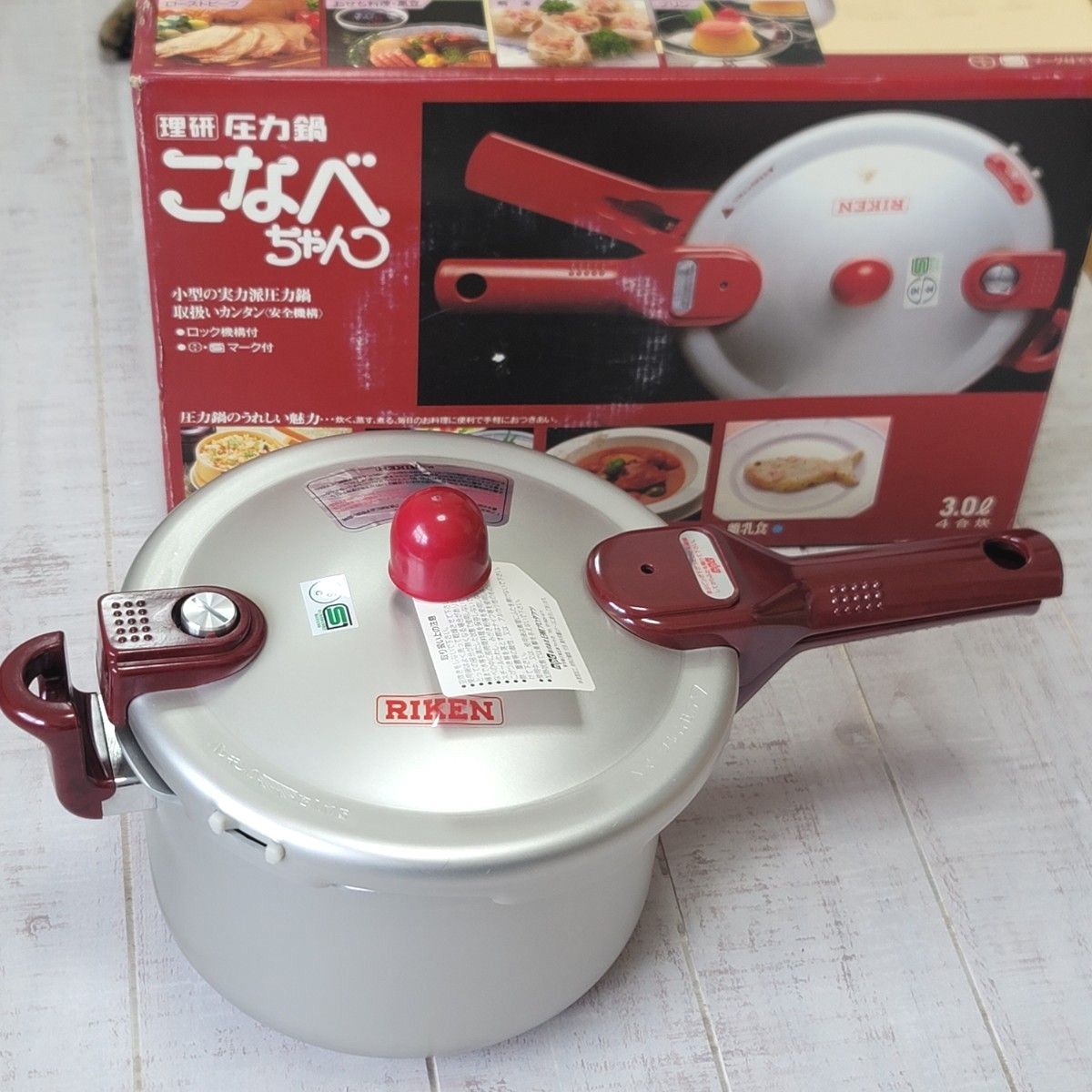 【新品未使用】理研 圧力鍋 こなべちゃん RM1-30 新品未使用】理研 圧力鍋 こなべちゃん RM1-30 片手なべ 片手