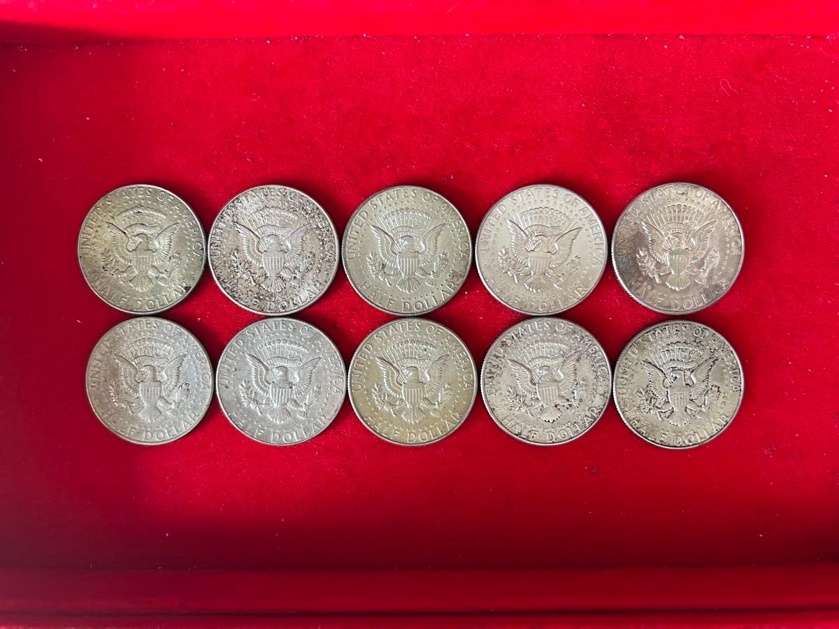 アメリカ合衆国 ケネディハーフダラー銀貨まとめ 10枚 アメリカ ケネディ1965年〜 ハーフダラー銀貨 10枚 銀40% 硬貨
