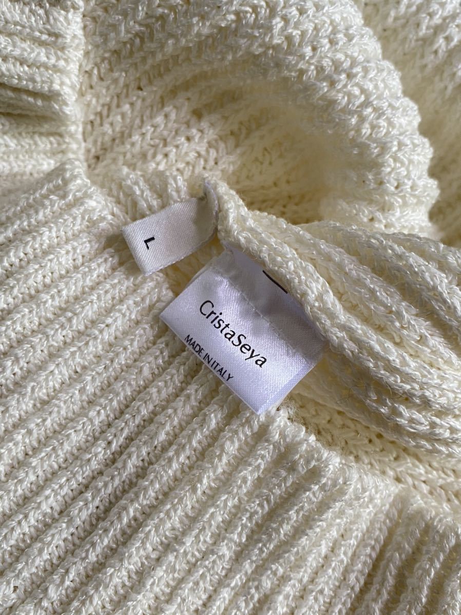 Cristaseya Paper Sweater 2yarn col White size L クリスタセヤ 和紙