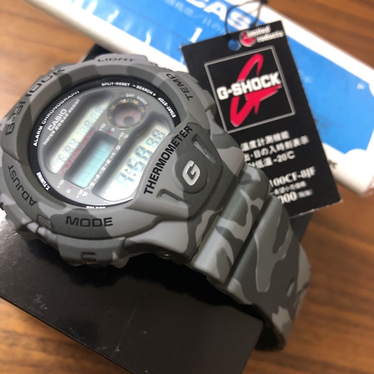 CASIO 即決　電池交換済み！国内正規品　Gショック　新品　未使用品　完品　生産終了モデル　Gパイソン　グレー迷彩　DW-6100CF-8JF_画像2