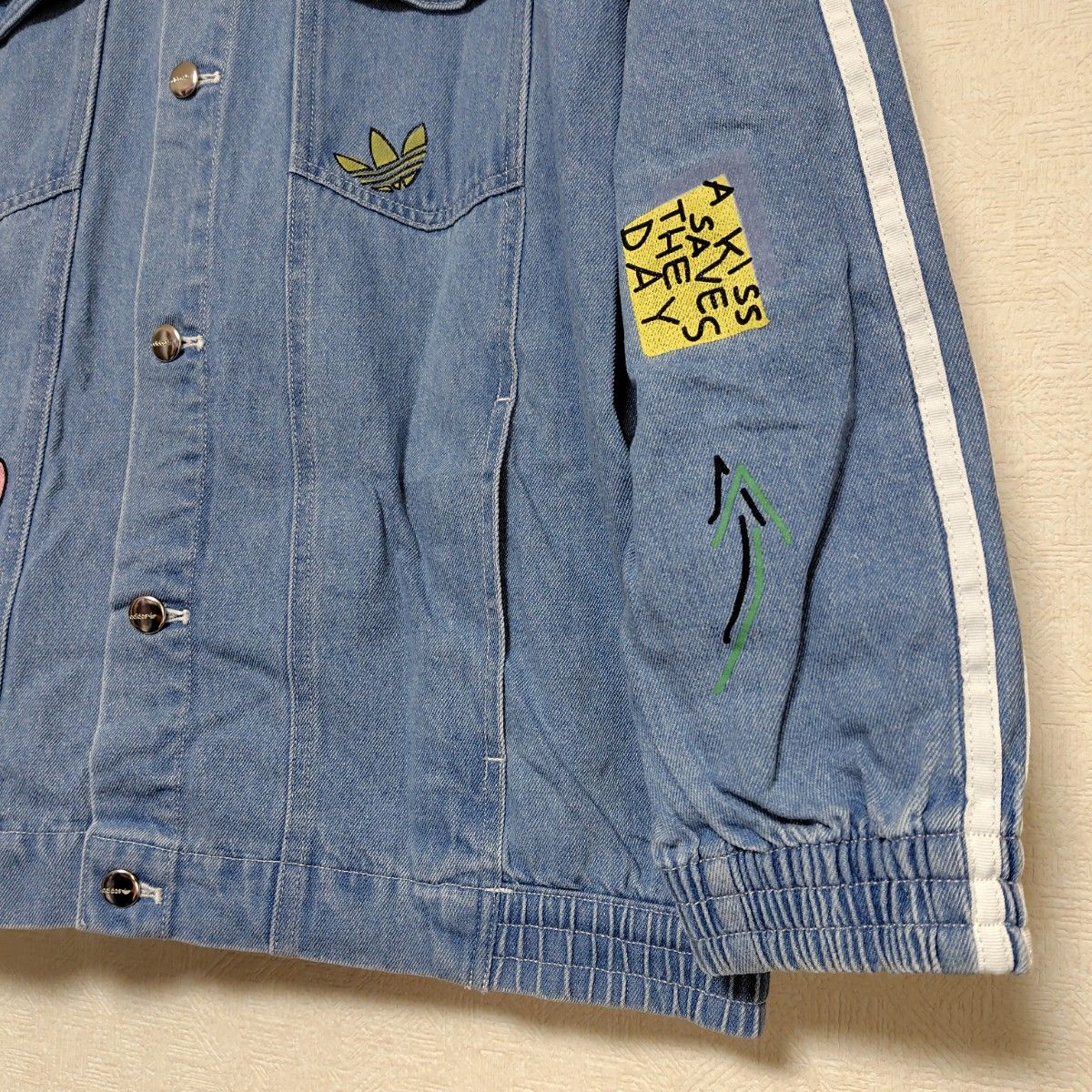 美品 adidas x FIORUCCIデニムジャケット Gジャン M adidas × FIORUCCIアディダス フィオルッチ DENIM JACKET デニム