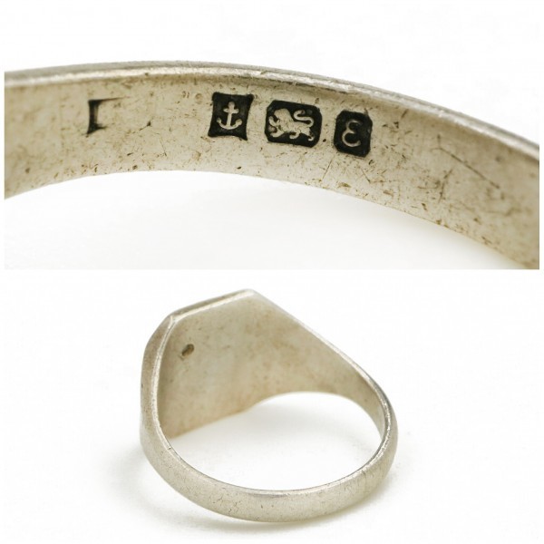 1979年 英国 ビンテージ シルバー製 ブリティッシュ ガーネット シグネット リング 印台 イギリス製 銀 ホールマーク バーミンガム 指輪_画像4