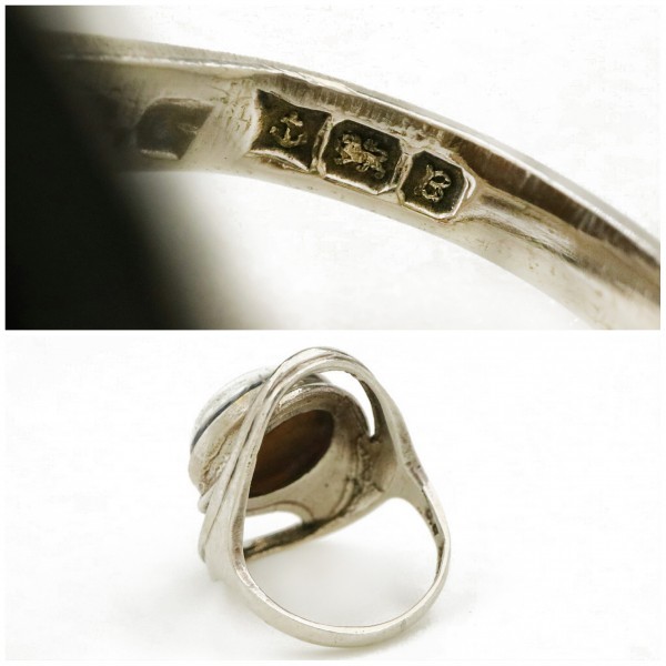 1976 year Britain Vintage silver made Mill fioli ring ke chair nes glass England made bar min chewing gum hole Mark silver ring 