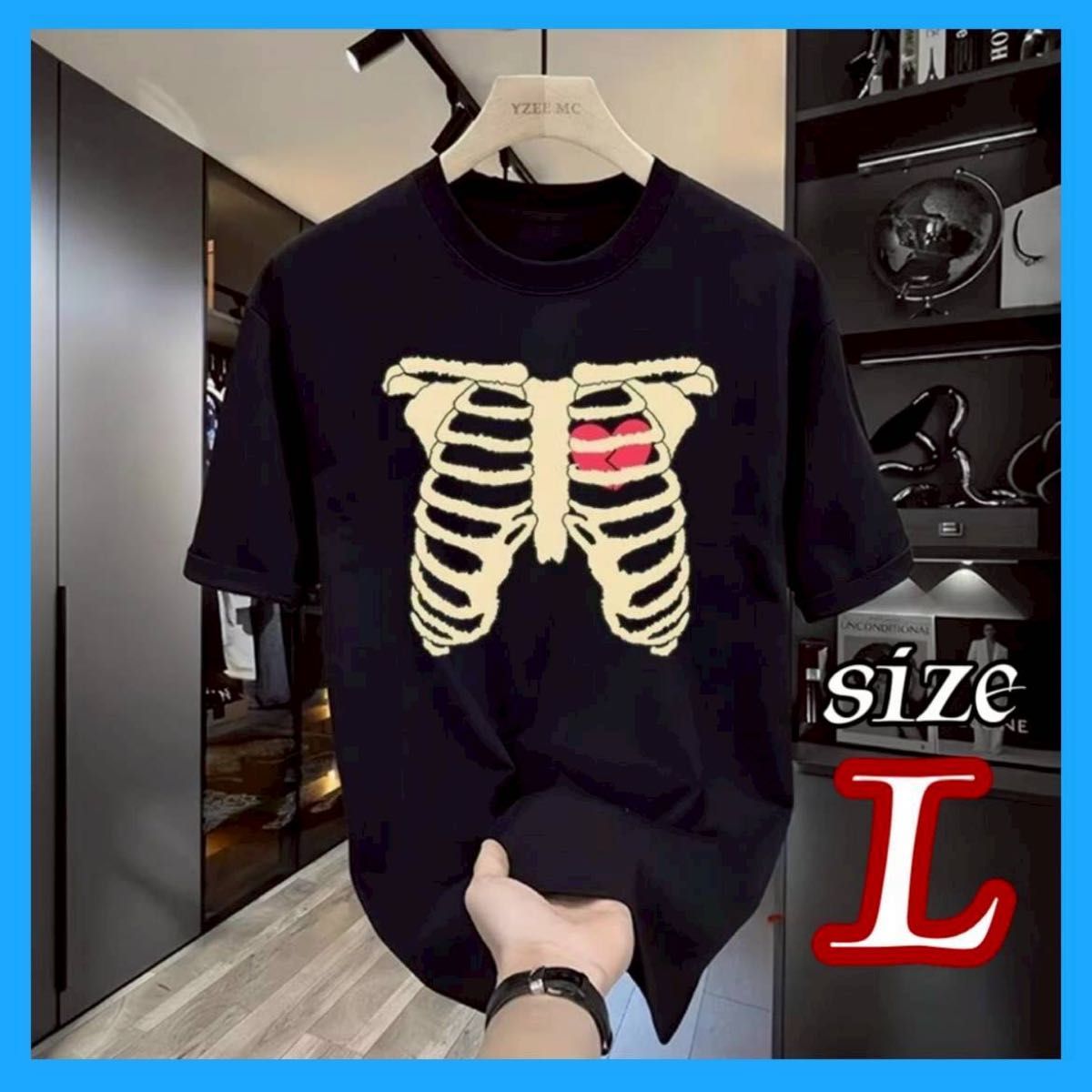 Japan Archive ダメージ加工 ベスト skull 肋骨 Y2K 平成 LsizeボーンT 骨骸骨 Tシャツ ブラックy2k 90s 人気 opium