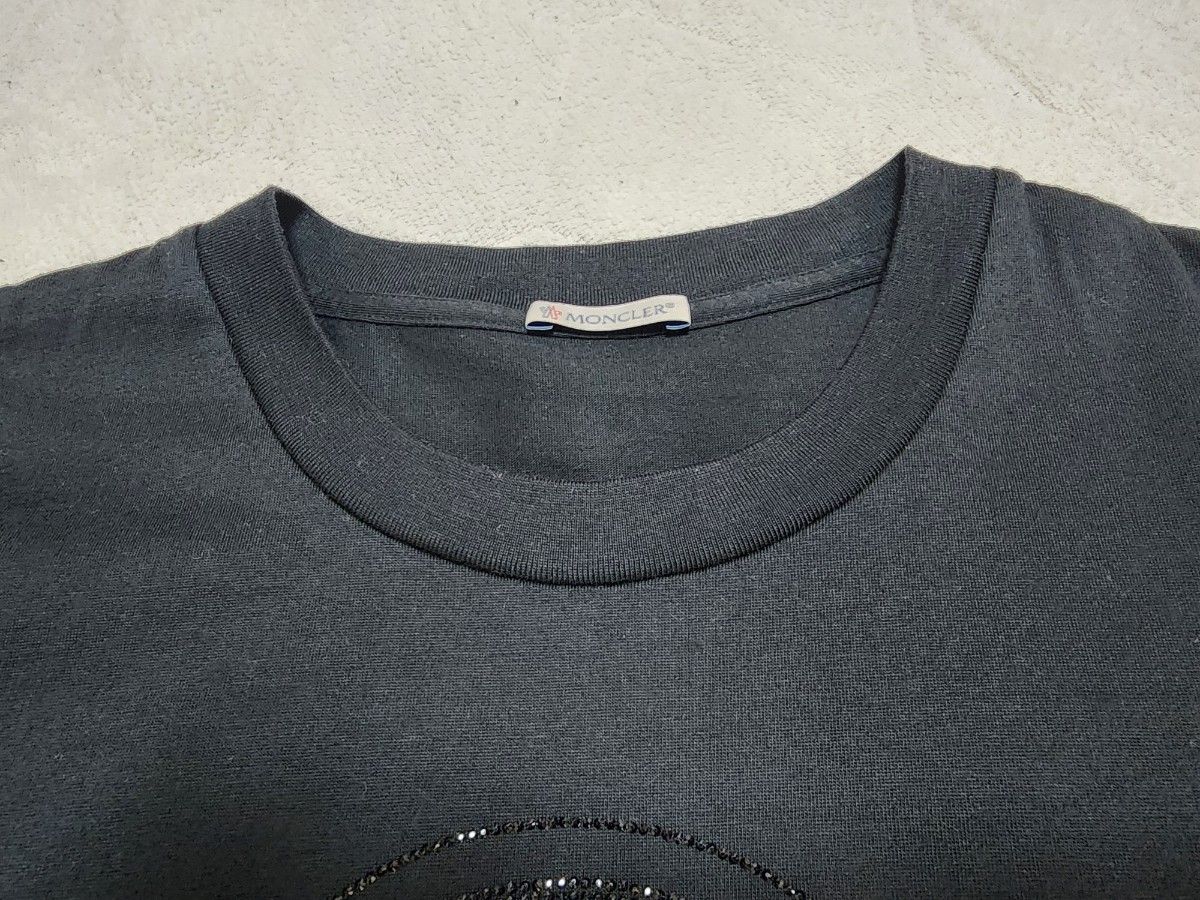極美品★モンクレール 春夏 Tシャツ ビッグロゴ グレー S 良品】 MONCLER モンクレール レディース ビッグロゴ ライン