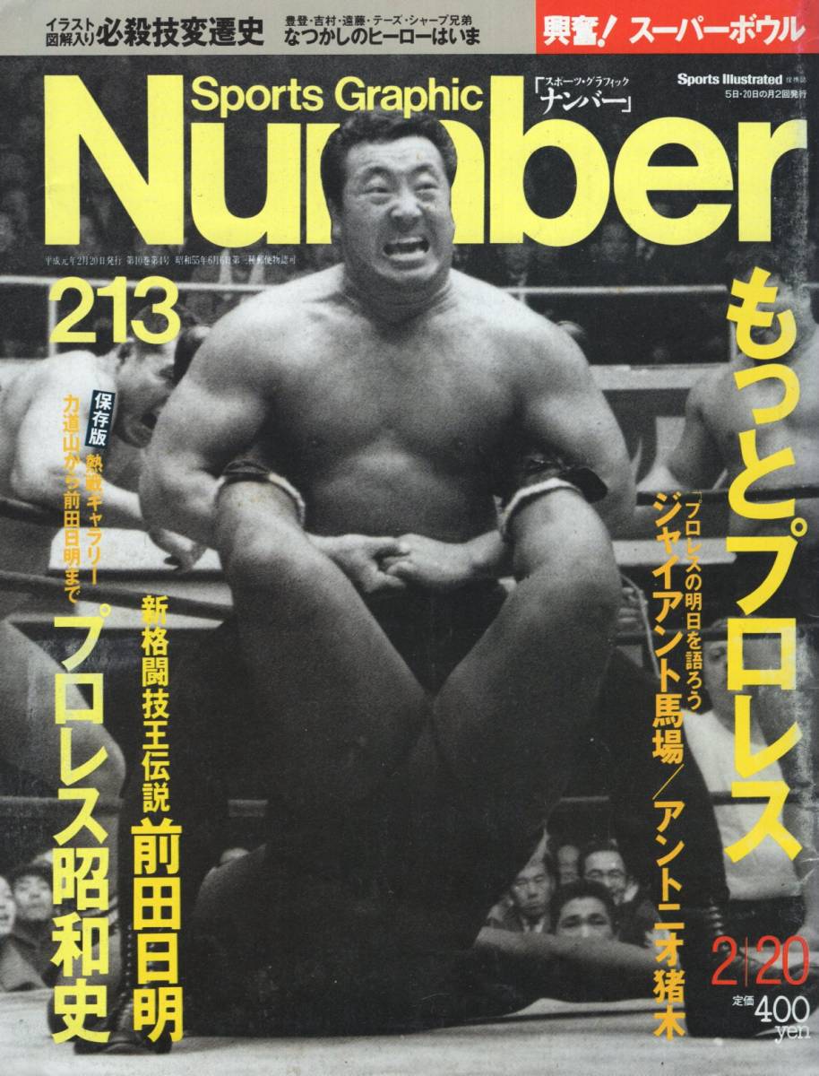 雑誌Sports Graphic Number 213(1989.2/20号)★特集：もっとプロレス/表紙：力道山/ジャイアント馬場/アントニオ猪木/前田日明/昭和史★_画像1