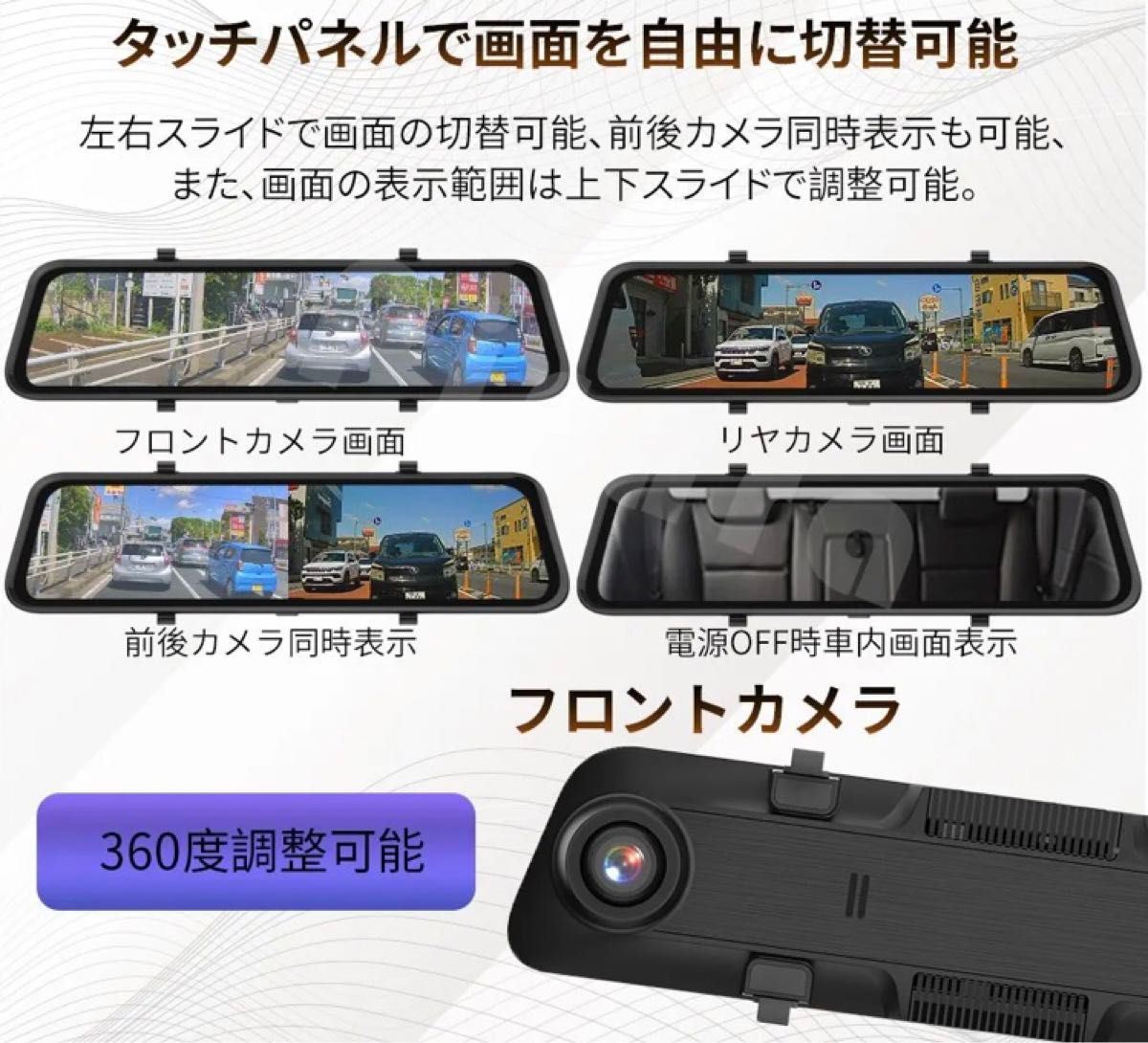 M15A1ミラー型ドライブレコーダー11.88インチ2KWDR機能付き右カメラ M15A1ミラー型ドライブレコーダー11 88インチ2KWDR機能付き右