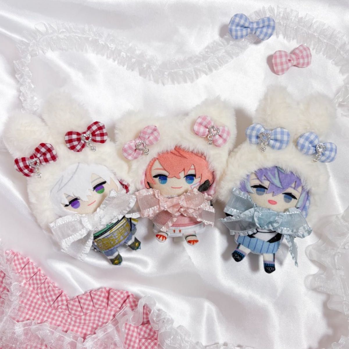ぬい服 被り物 着ぐるみ にじぱぺっと 10cm たれみみうさちゃん 2つセット 10cm にじぱぺっと ぬい服 うさみみ うさぎ おまんじゅう 被り物