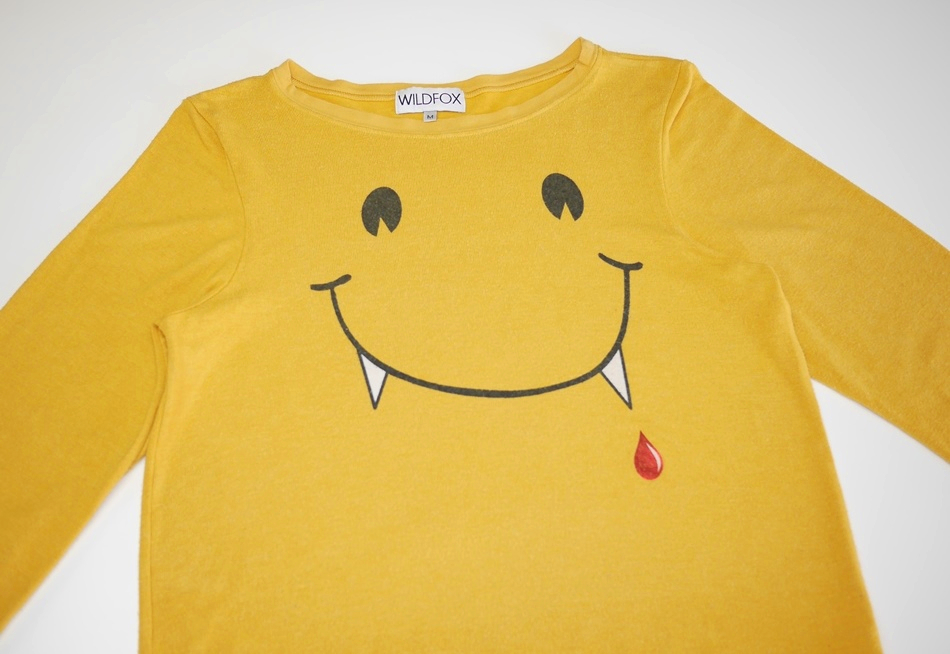  new goods 17,000 jpy America made WILDFOX long sleeve sweater sweatshirt sweat M size 38 yellow S mustard yellow American Casual L pull over 36 smiley 