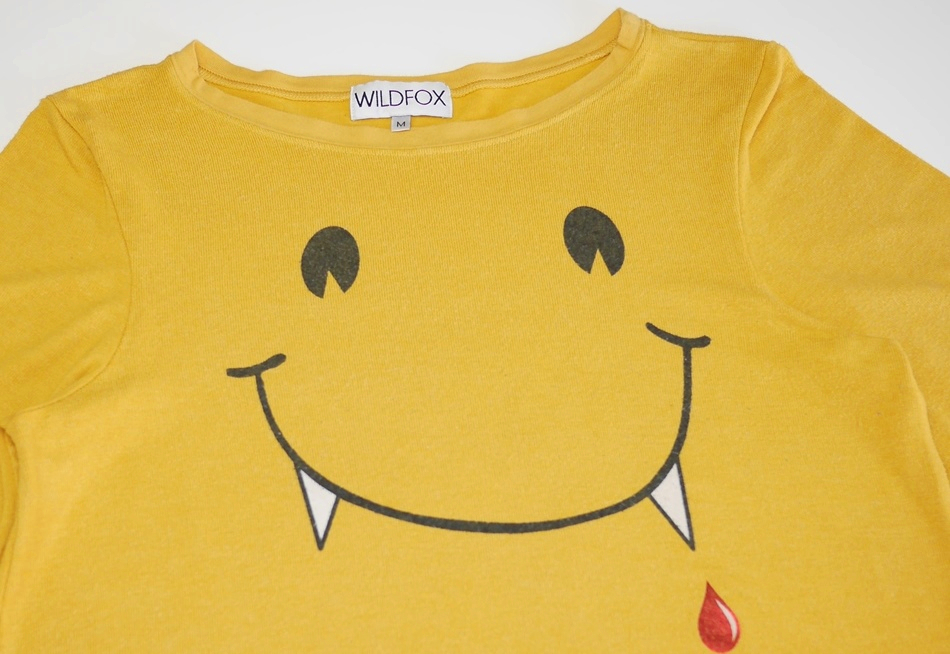  new goods 17,000 jpy America made WILDFOX long sleeve sweater sweatshirt sweat M size 38 yellow S mustard yellow American Casual L pull over 36 smiley 