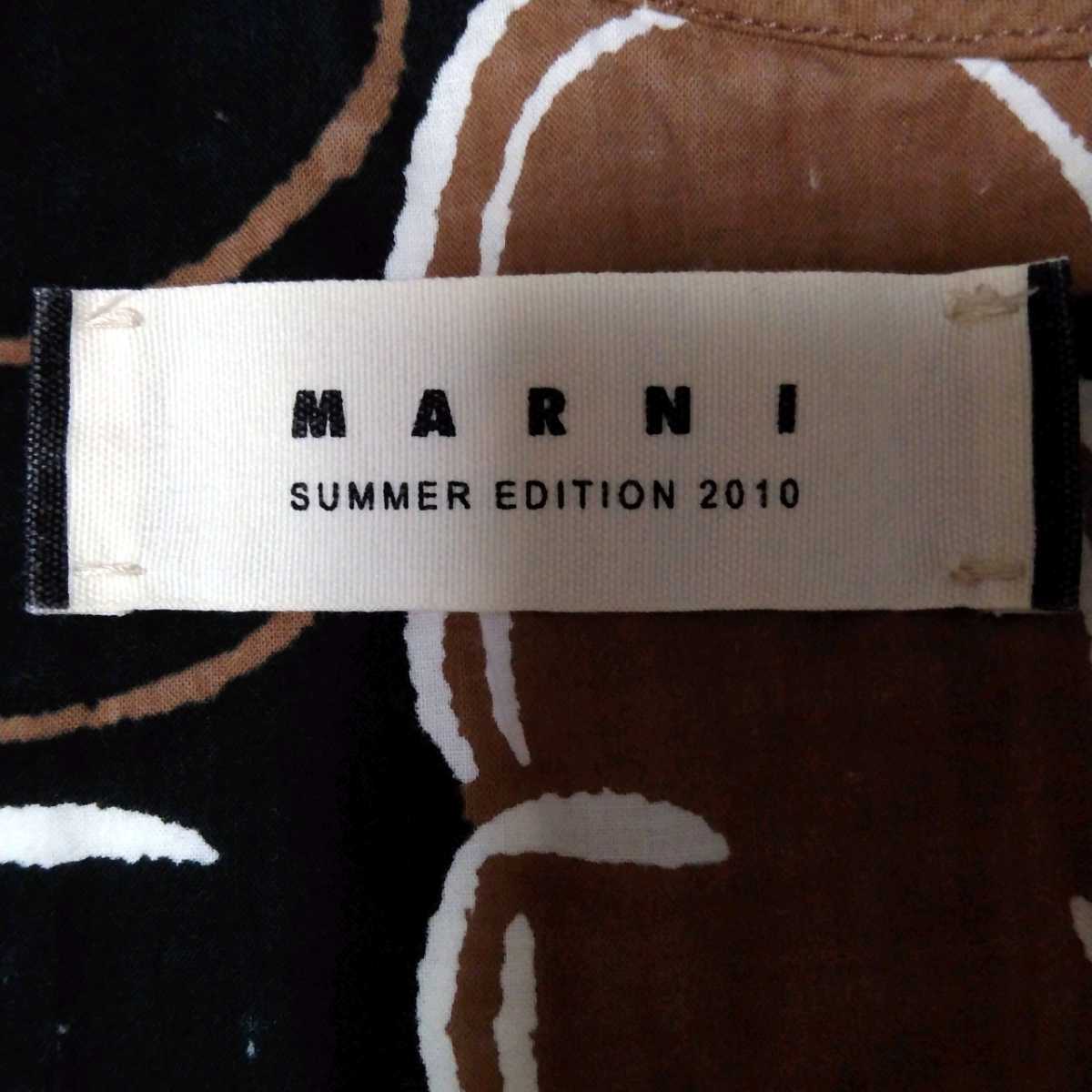 本物 コレクション MARNI マルニ アートデザイン 変形 一分丈 ワンピース黒×茶×白 38_画像2