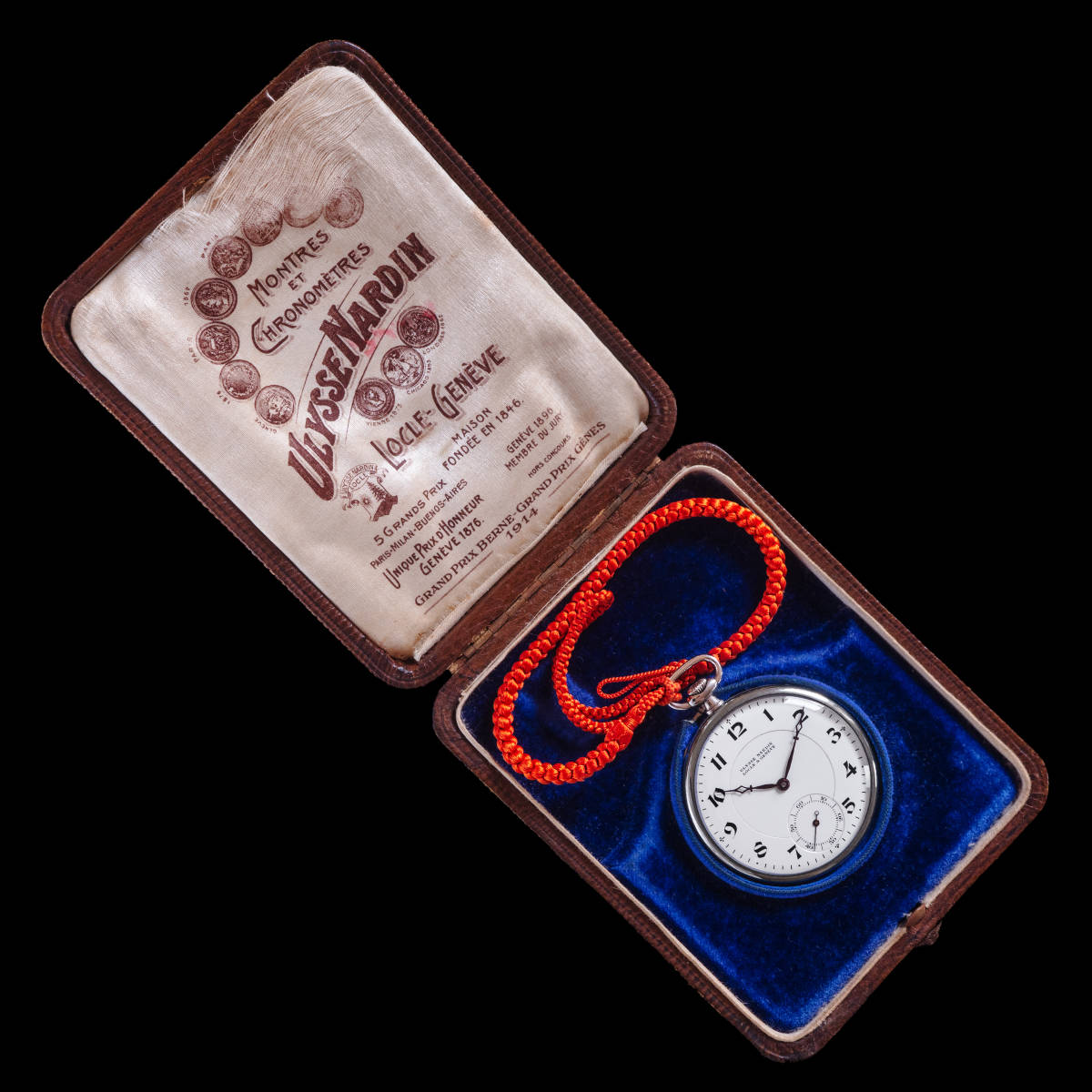 (442) operation beautiful goods * Ulysse Nardin pocket watch original box attaching * 1930 period made men's day difference 1 second rare face antique 