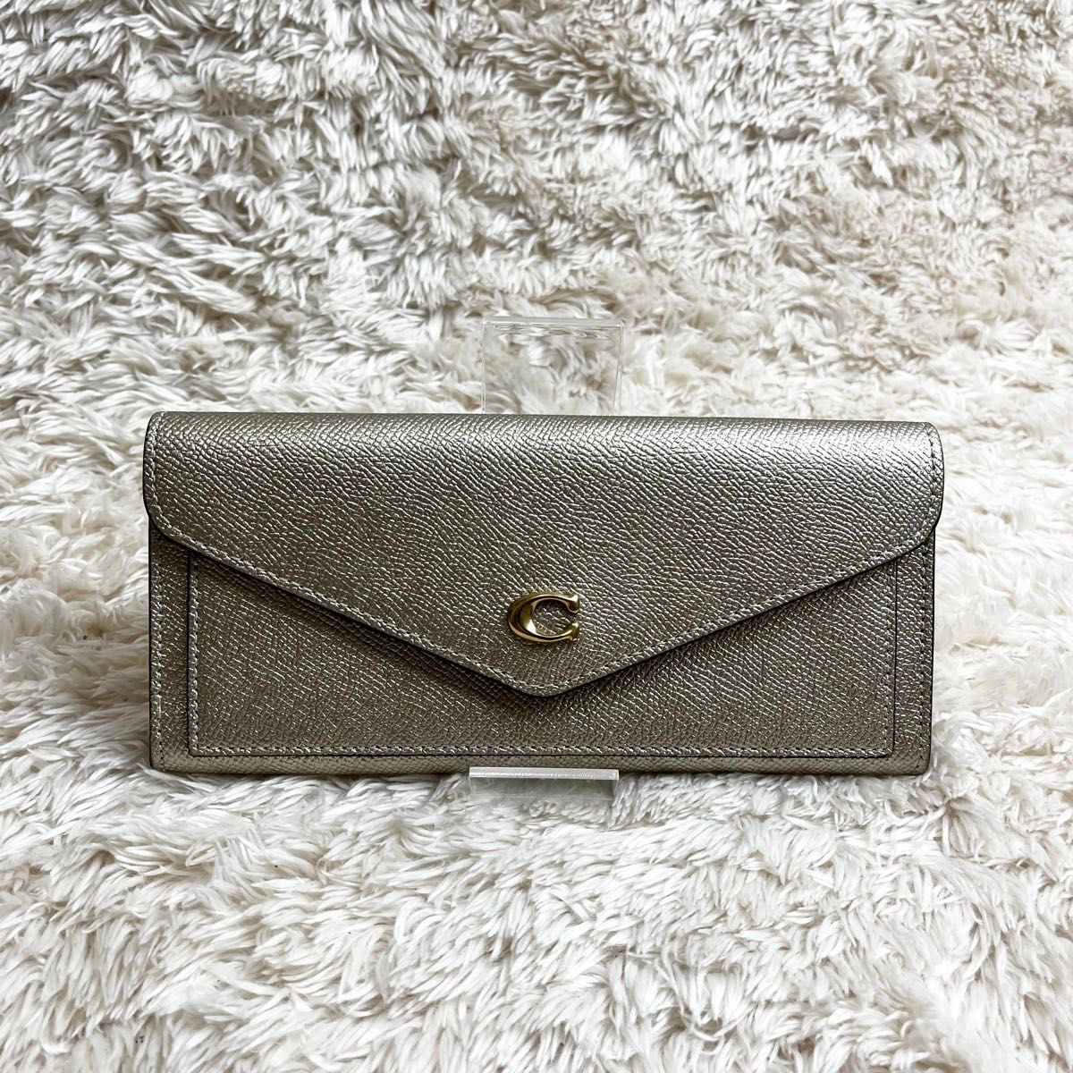 外観美品✨コーチ COACH ウィン ソフト 長財布 ゴールド レザー C 金具 外観美品 コーチ COACH ウィン ソフト 長財布 ゴールド レザー C