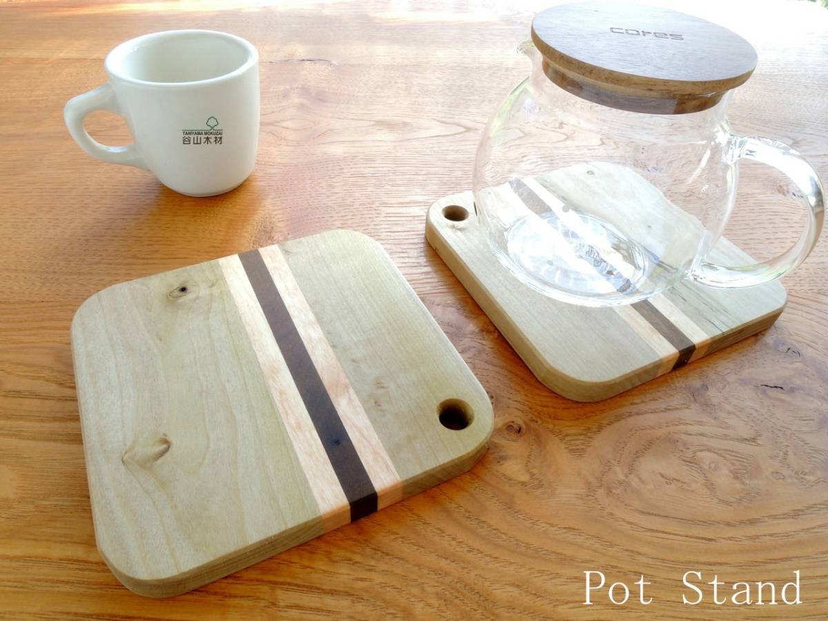 【セラミック撥水仕上げ】可愛い♪寄木のミニまな板、鍋敷き 「抹茶サンド」_画像3