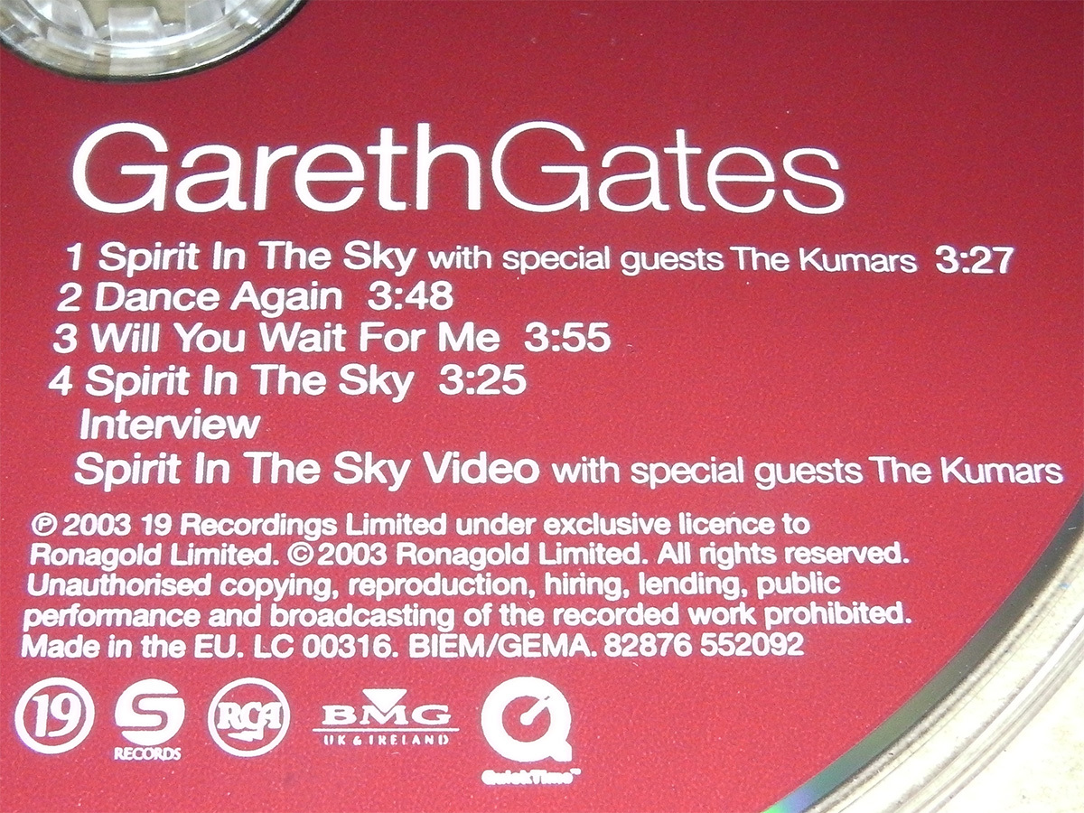中古輸入CDS Gareth Gates With The Kumars Spirit In The Sky [Single 2003][82876552092] Norman Greenbaum Doctor And The Medics 関連