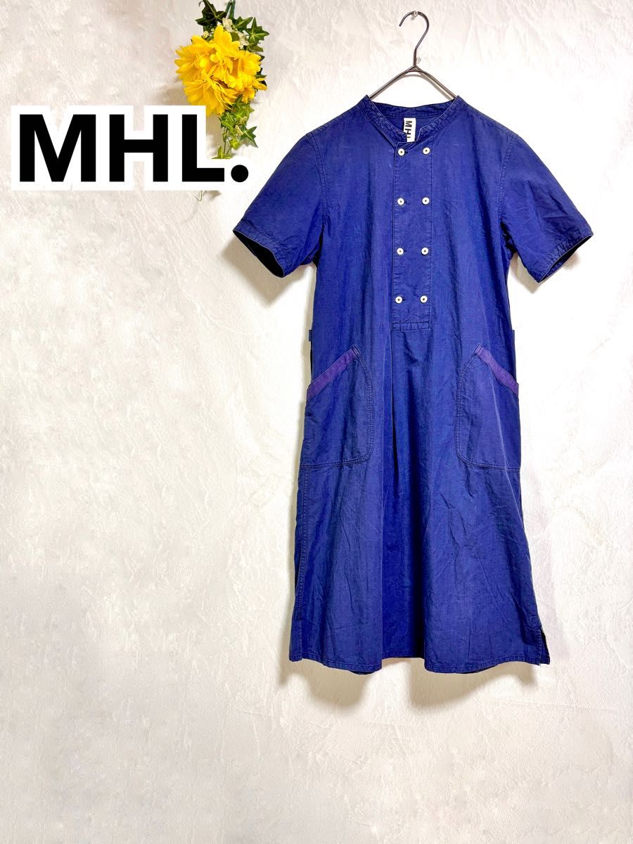 マーガレットハウエル MHL. / バンドカラーダブルボタンワンピース マーガレットハウエル MHL バンドカラーダブルボタンワンピース