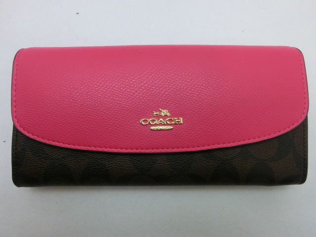 ラッピング無料】 COACH コーチ 長財布 ブラック 黒 ストラップ付 tdh
